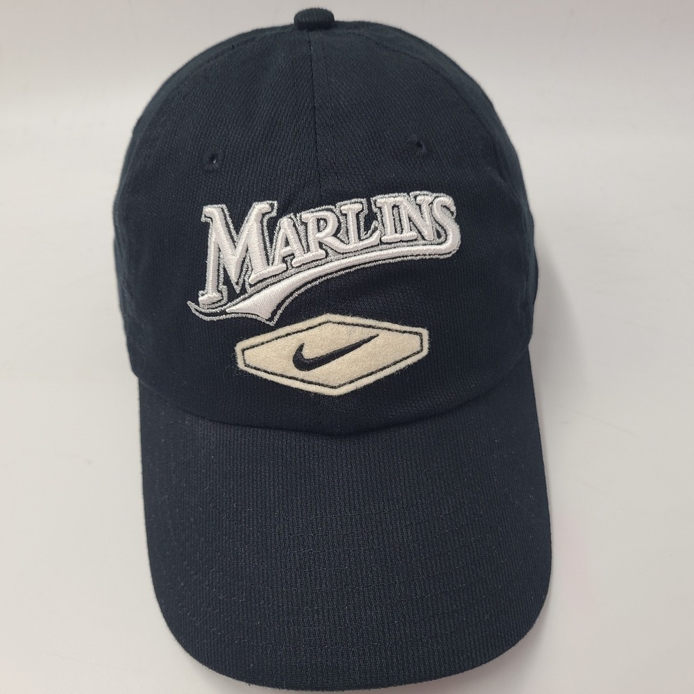 Vintage Florida Marlins Hat Adjustable Nike Black MLB Baseball Center Swoosh Men